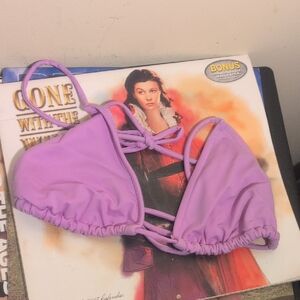 Sabree Y2K 2000's Purple String Tie Bikini Top Size Large Vintage Retro